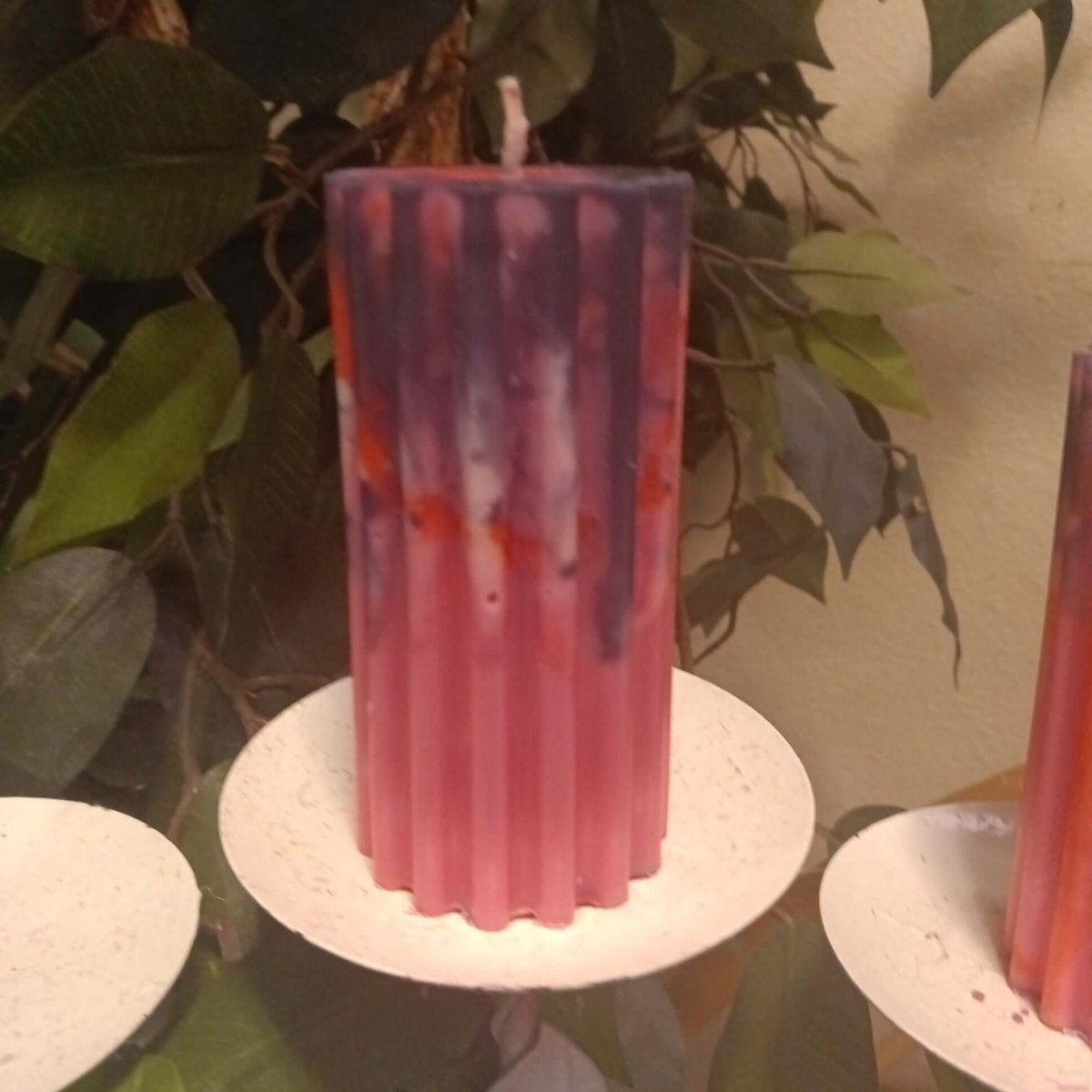 PAIR OF PINK N BLACK UNIQUE medium piller scented candles14
