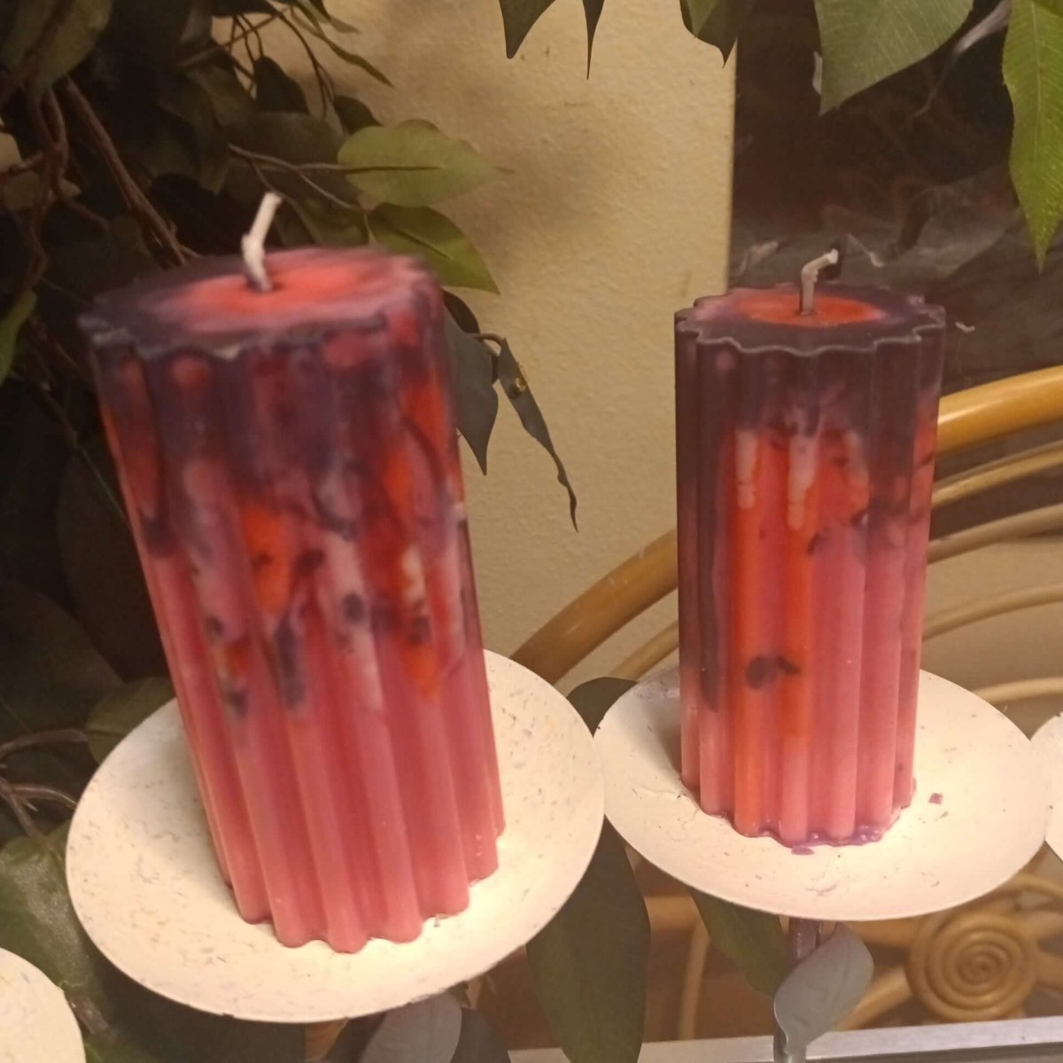 PAIR OF PINK N BLACK UNIQUE medium piller scented candles14