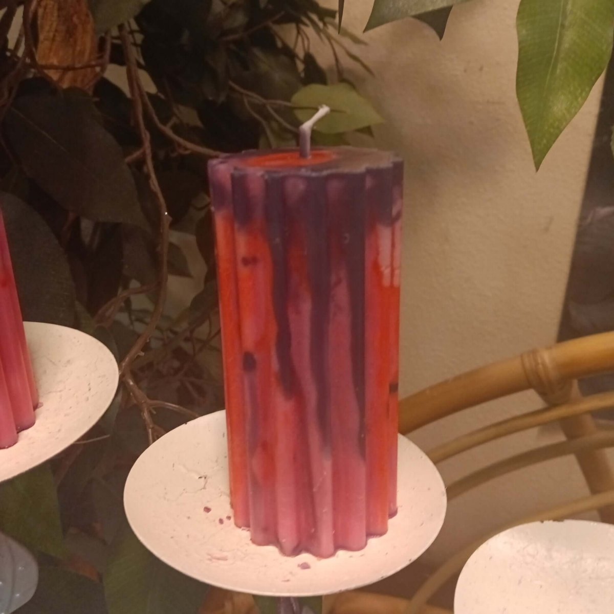 PAIR OF PINK N BLACK UNIQUE medium piller scented candles14