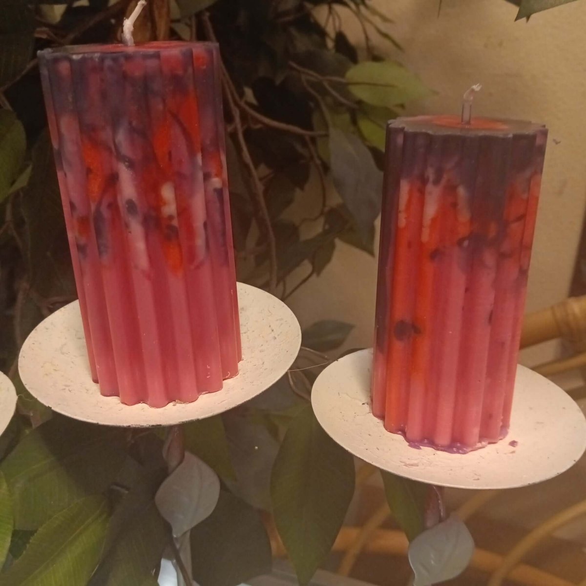 PAIR OF PINK N BLACK UNIQUE medium piller scented candles14