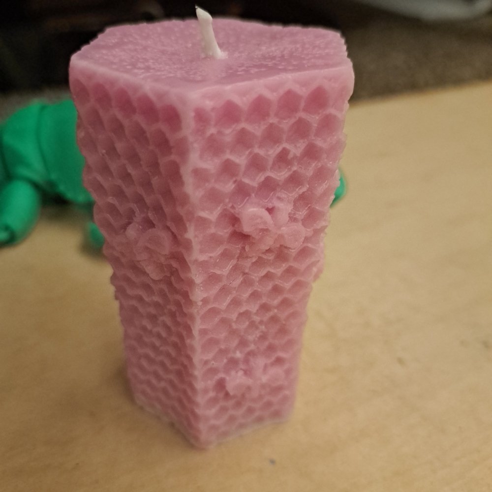 Pink unscented bee hive piller candle6