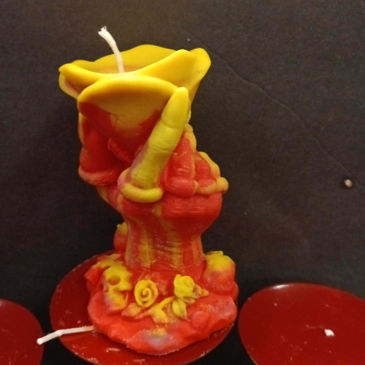 RED N YELLOW rose in hand scented candle17