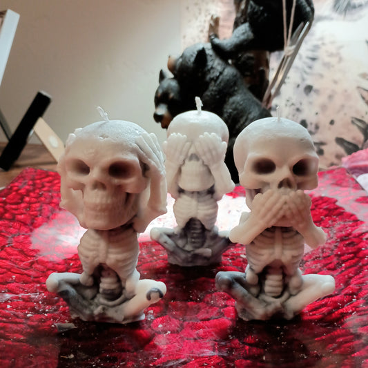 Set of 3 see hear speak no evil skeletons