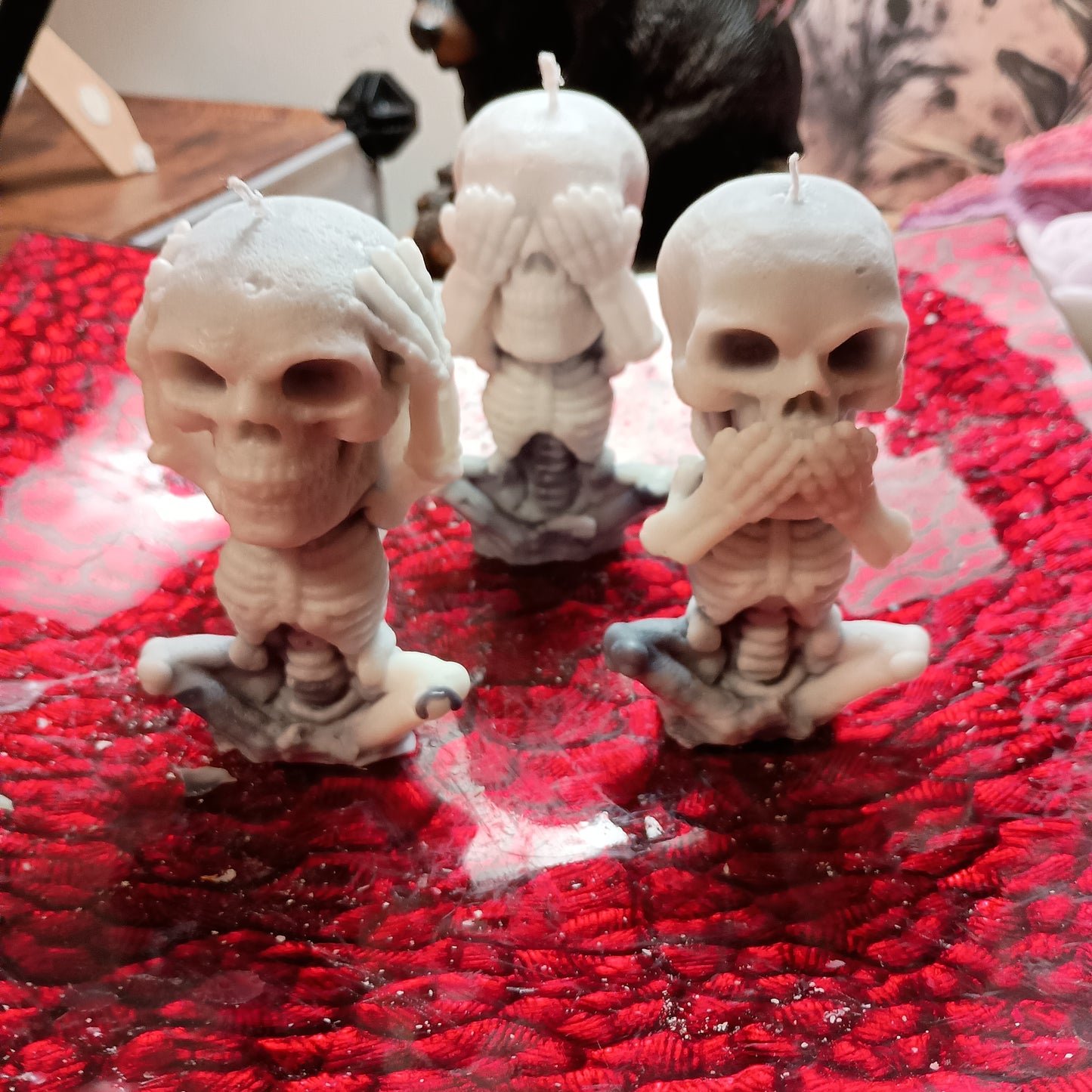 Set of 3 see hear speak no evil skeletons