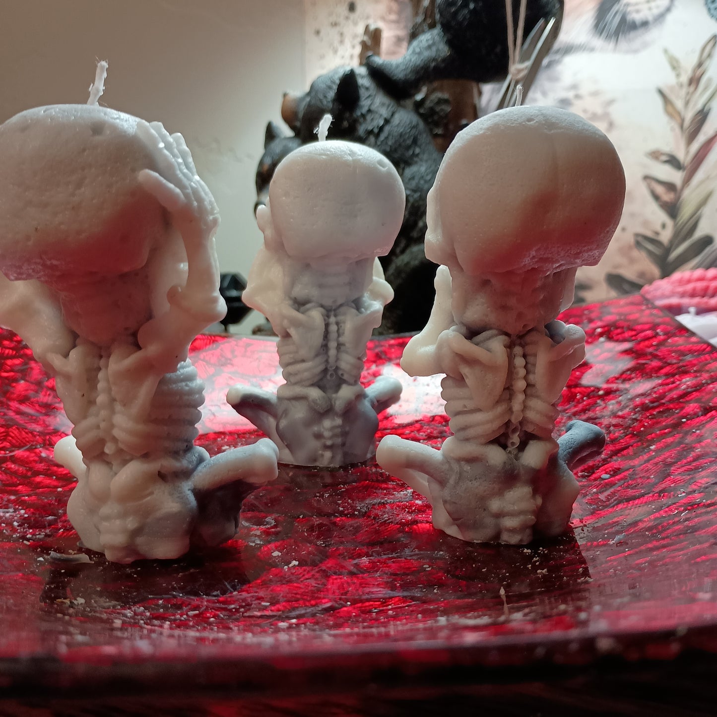 Set of 3 see hear speak no evil skeletons