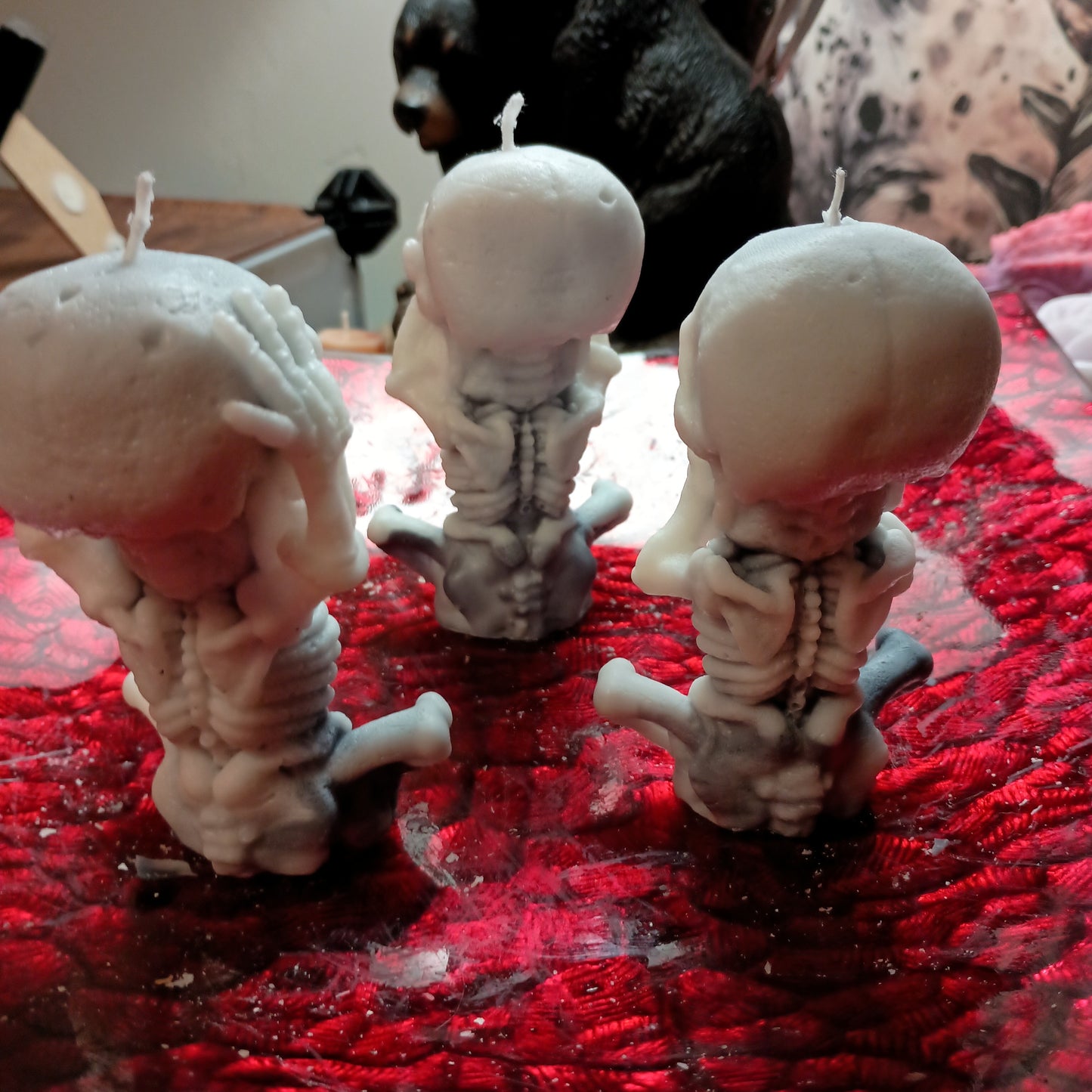 Set of 3 see hear speak no evil skeletons