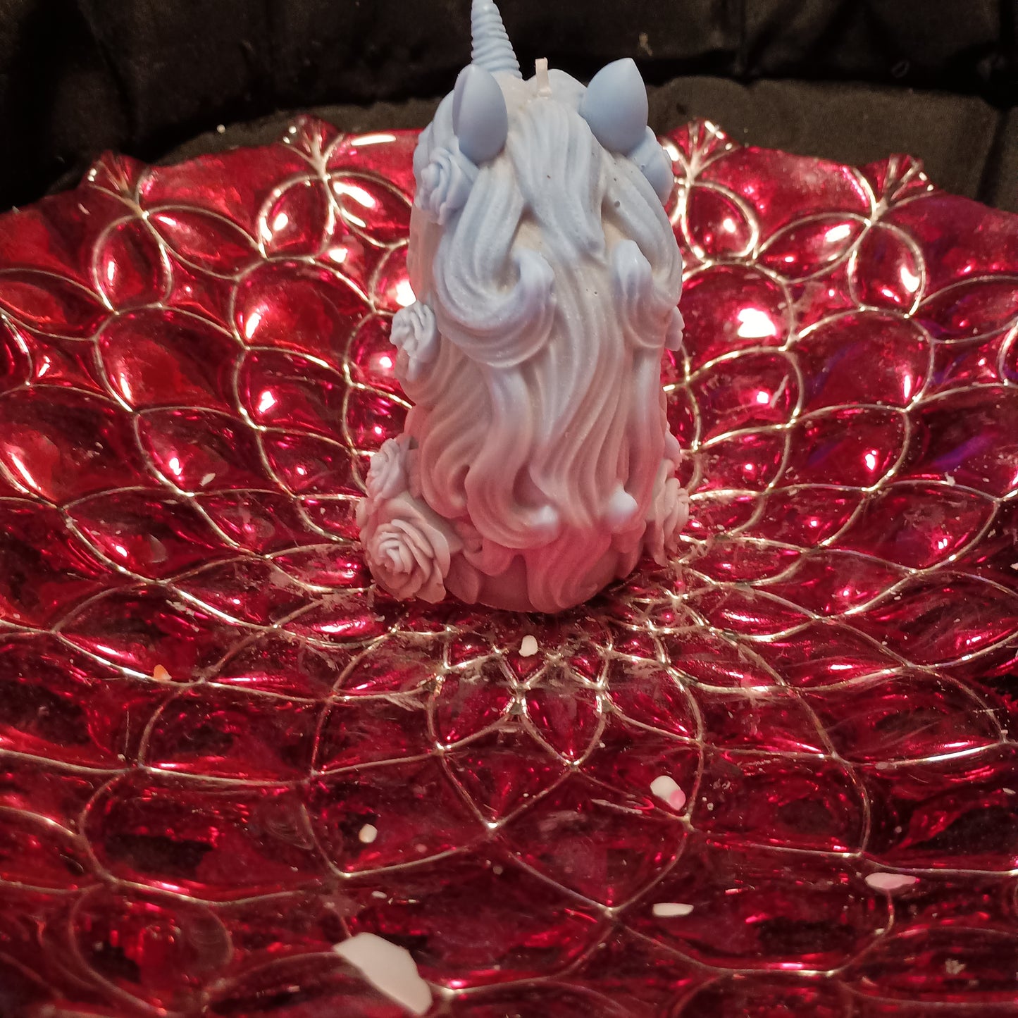 Unique blue unicorn candle