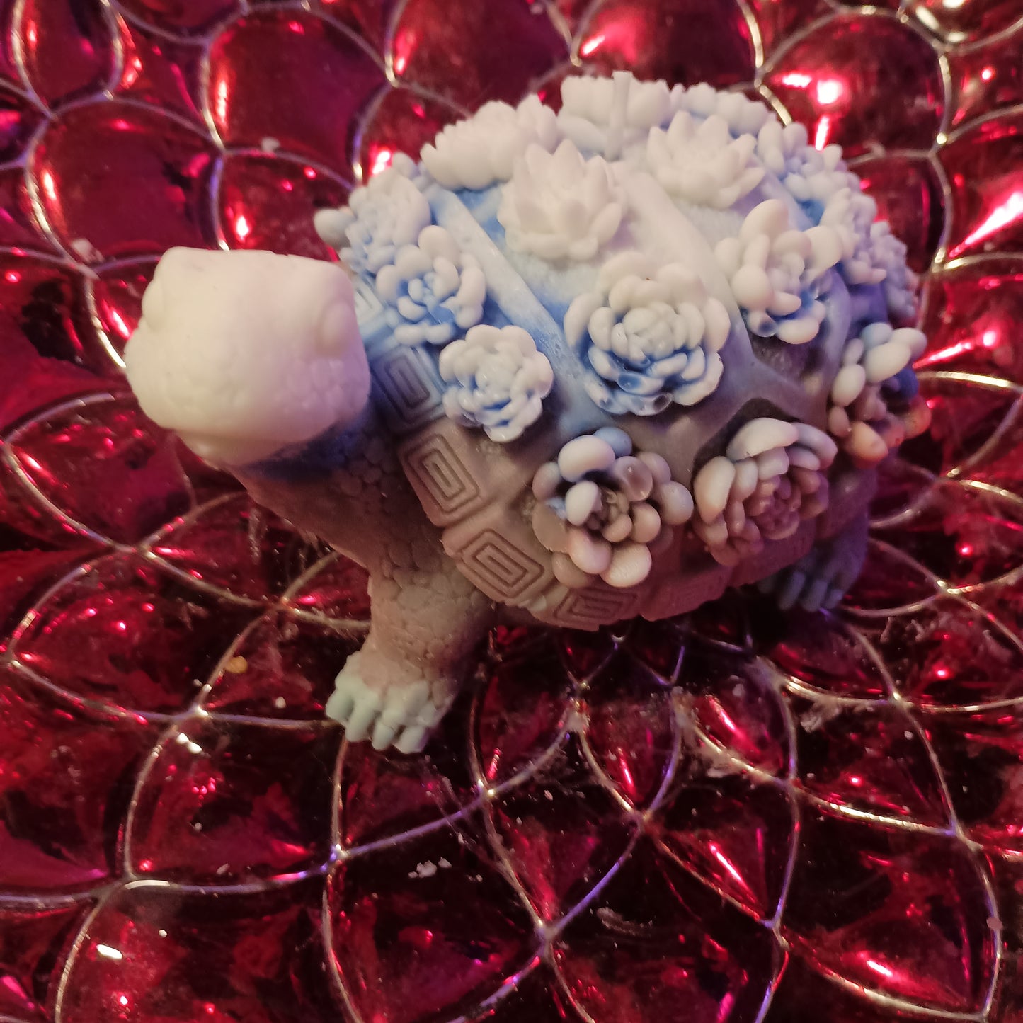 Red white and blue large turtle candle