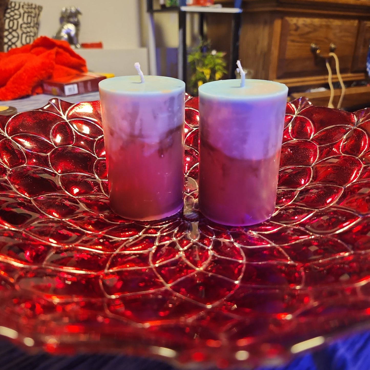 Pair of small piller candles