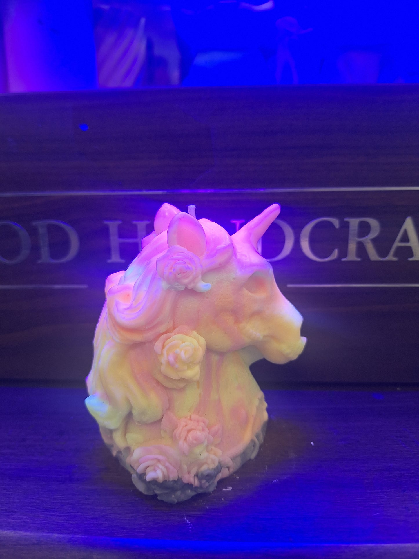 Blacklight unicorn candle scented