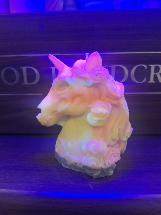 Blacklight unicorn candle scented