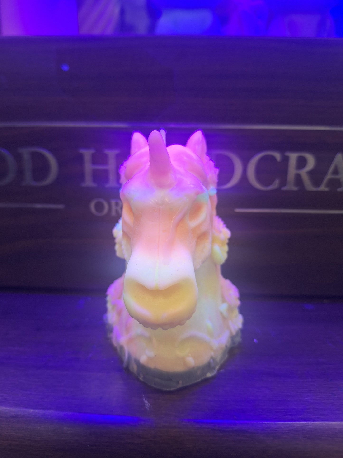 Blacklight unicorn candle scented