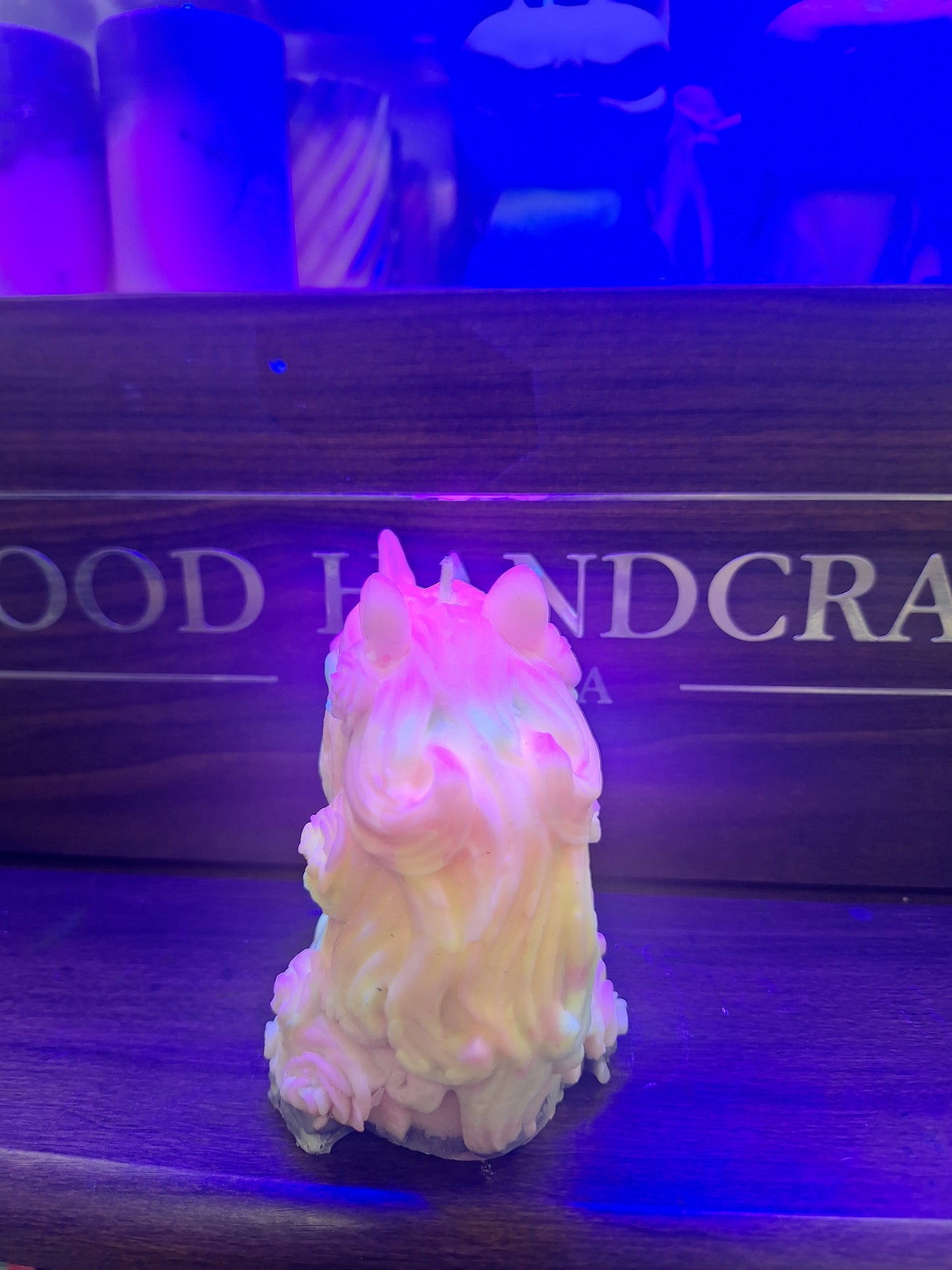 Blacklight unicorn candle scented