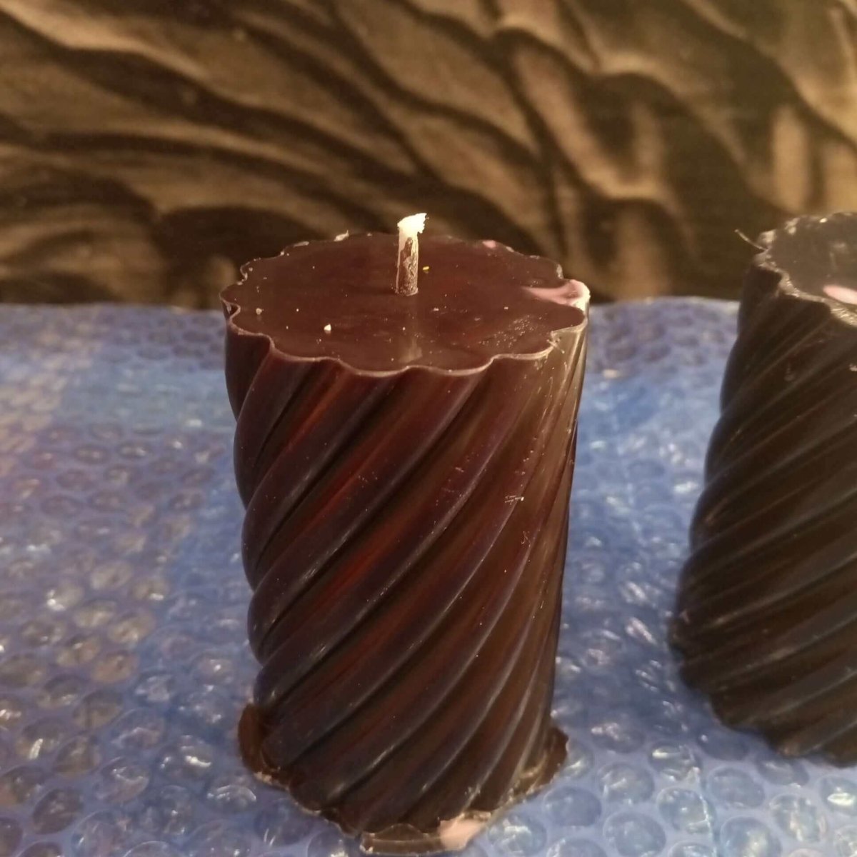 BLACK pair of 2 scented piller candles10