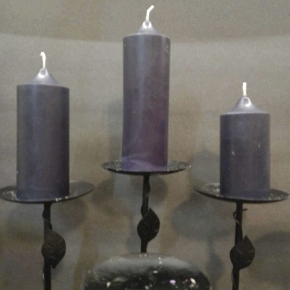 BLACK set of 3 scented pillar candles22