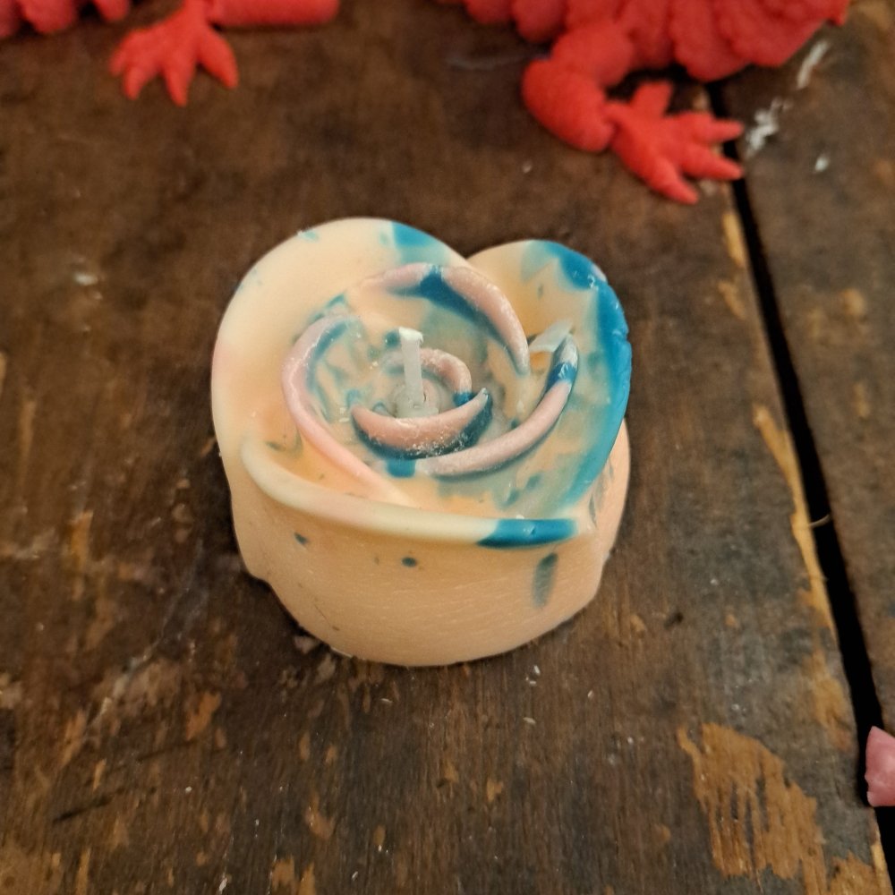 Blue and orange flower scented candle5