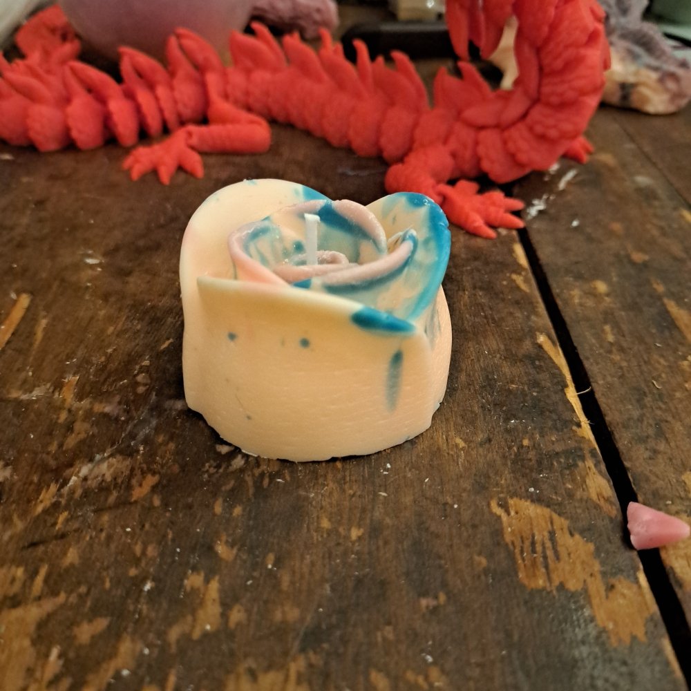 Blue and orange flower scented candle5