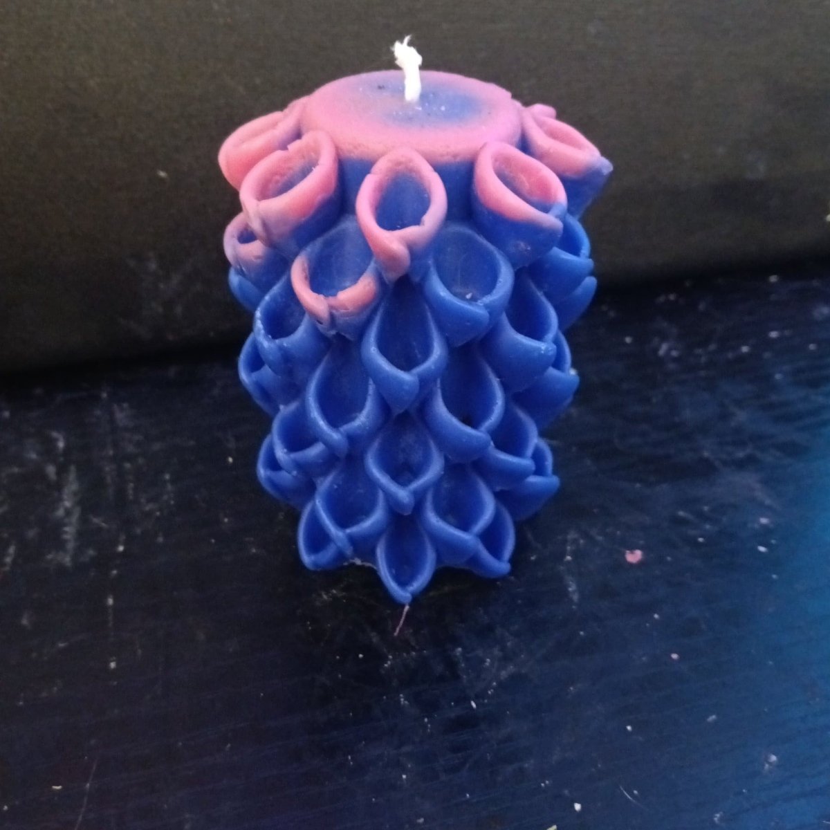 BLUE N PINK flower piller scented candle8