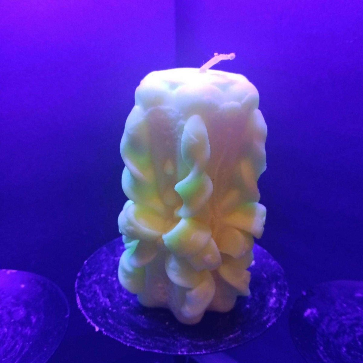 BRIGHT YELLOW BLACKLIGHT holiday piller candle12