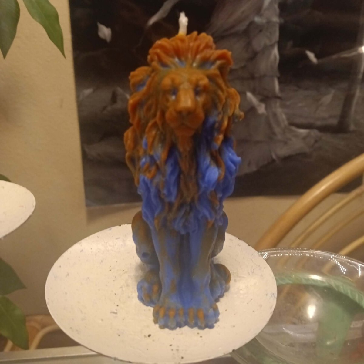 BROWN N BLUE sitting lion scented candle7