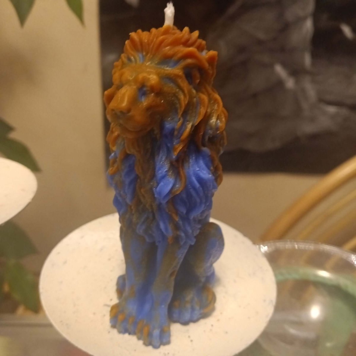 BROWN N BLUE sitting lion scented candle7