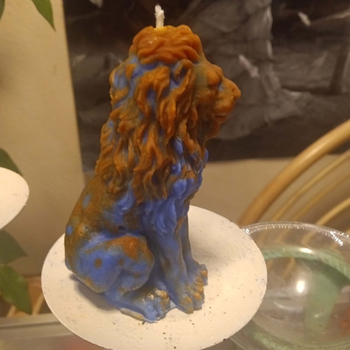 BROWN N BLUE sitting lion scented candle7