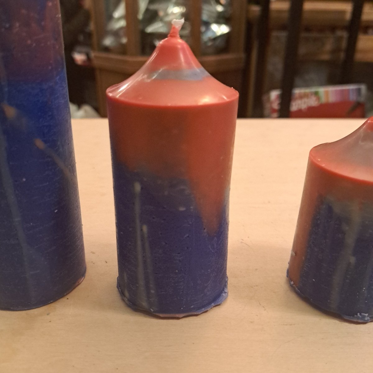 Dark blue and red set of 3 scented piller candles26