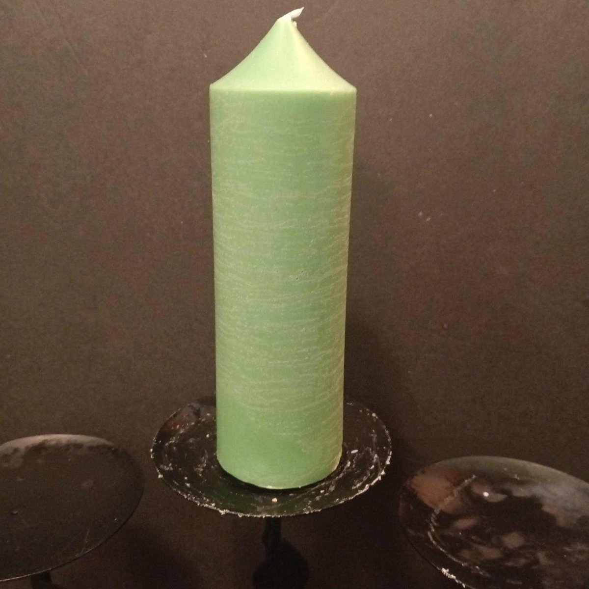 GREEN large piler candle soy and perforated wax15