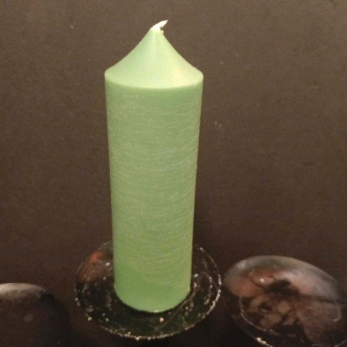 GREEN large piler candle soy and perforated wax15