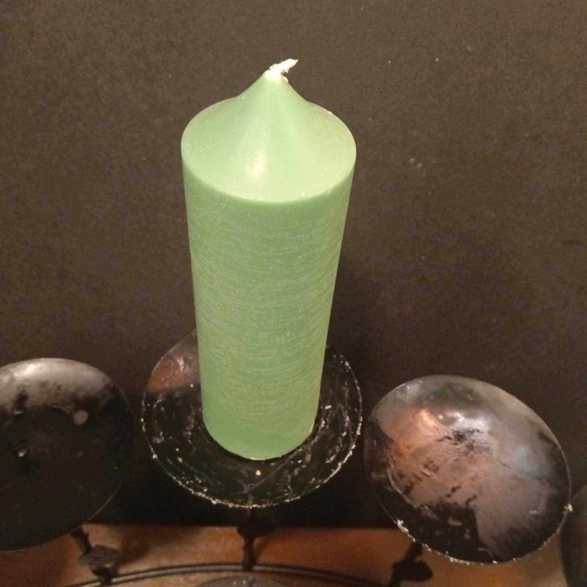 GREEN large piler candle soy and perforated wax15