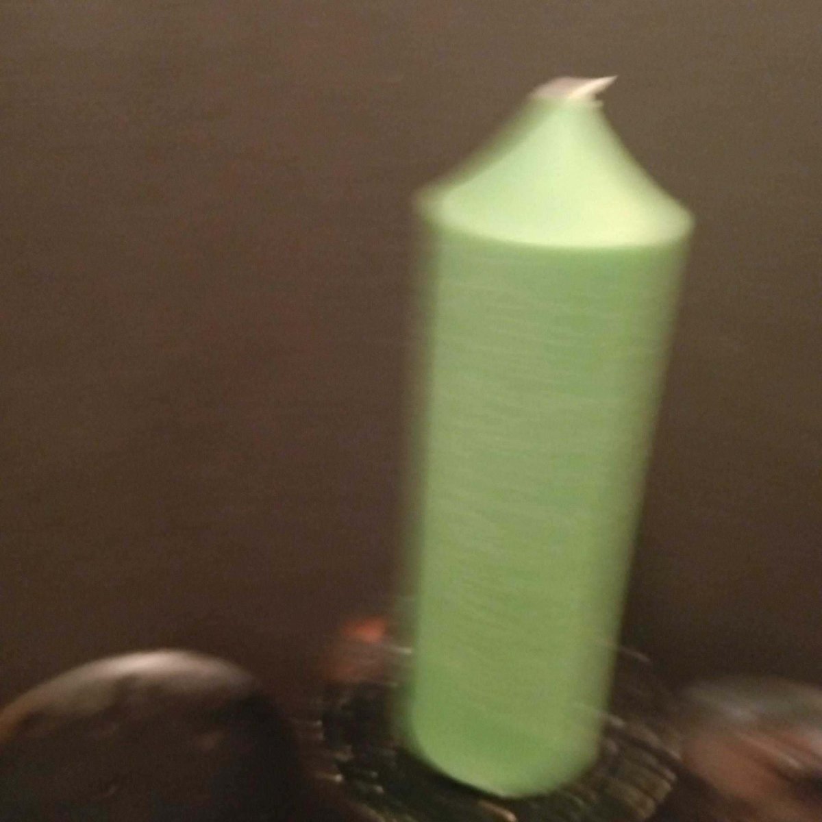 GREEN large piler candle soy and perforated wax15