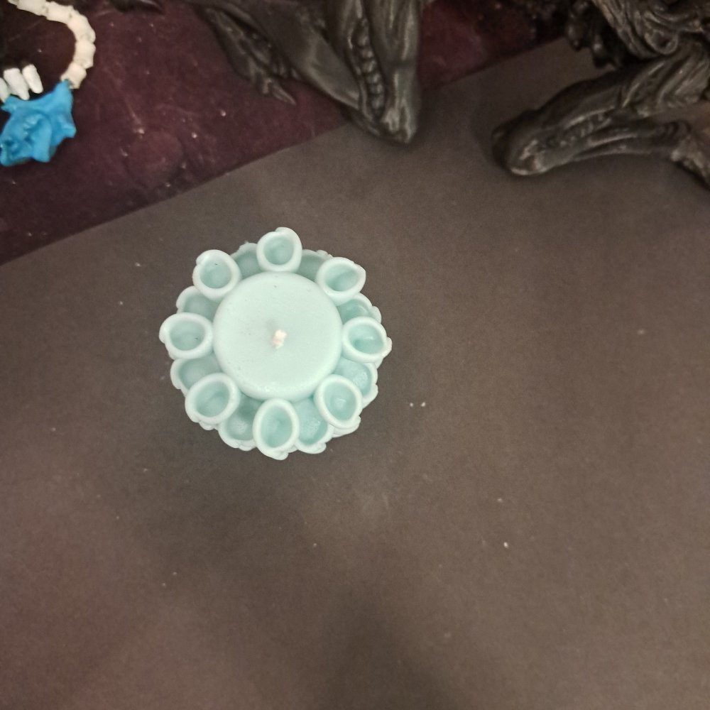 Light blue flower designed piller candle scented9