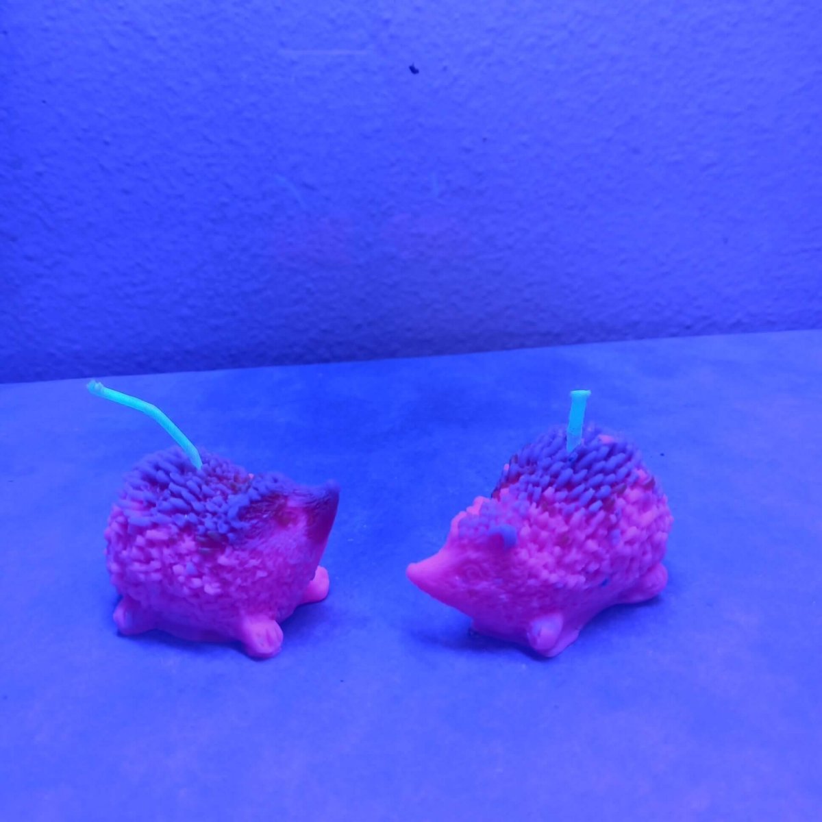 LIMITED EDITION BLACKLIGHT pair of 2 hedgehog scented candles8