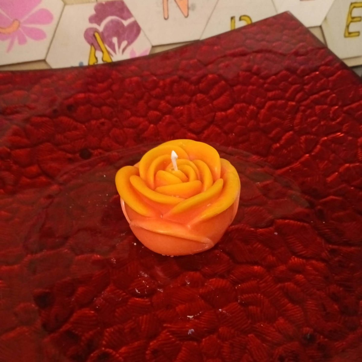 ORANGE N YELLOW scented flower candle6