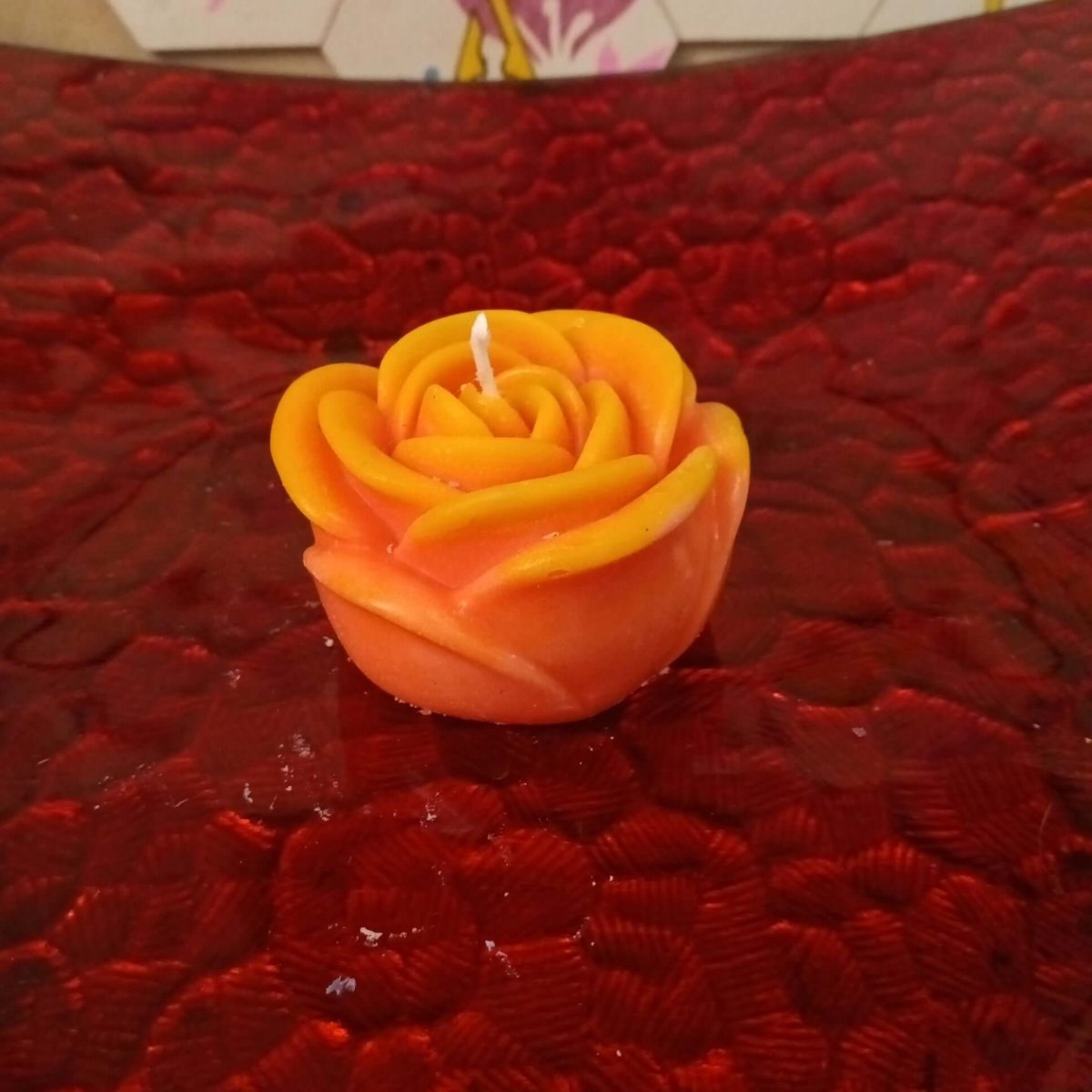 ORANGE N YELLOW scented flower candle6