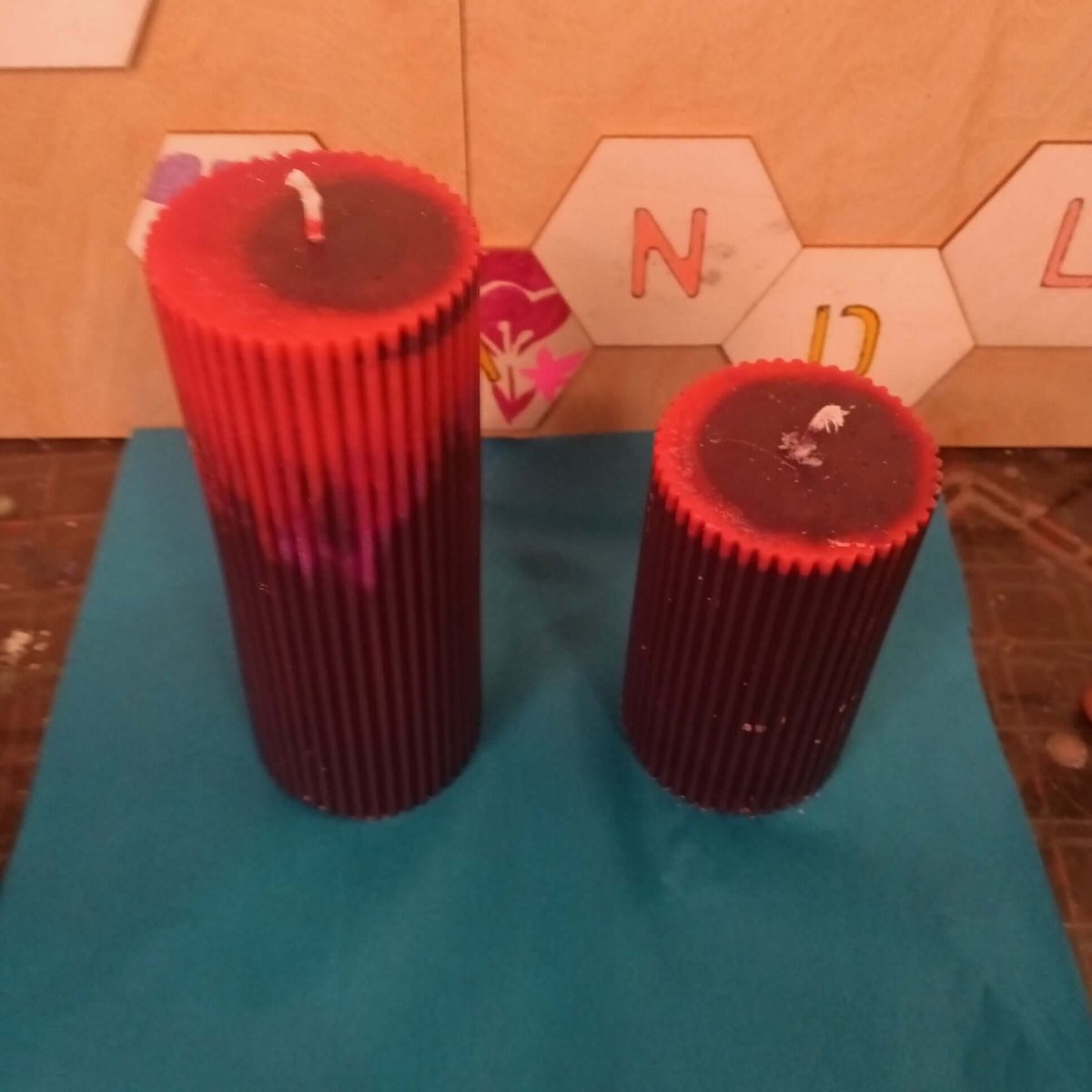 PAIR OF BLACK AND RED large scented piller candles27