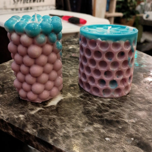 Pair of bubble designed unique  scented piller candles14