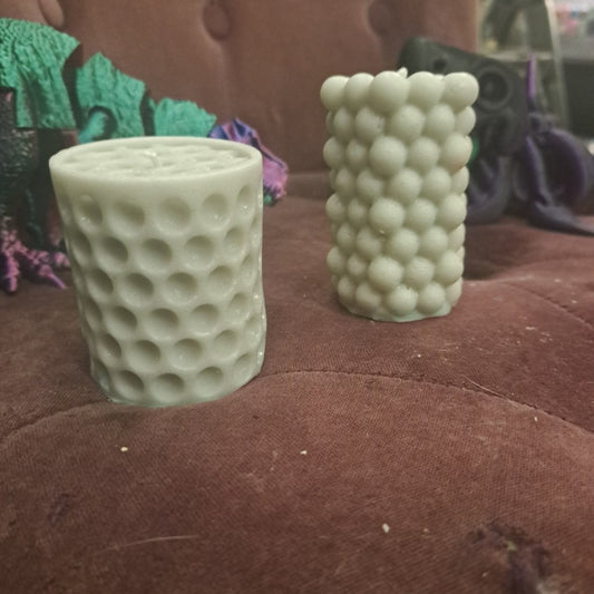 Pair of Grey bubble designed  piller candles14