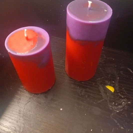 PAIR OF PURPLE  RED N BLACK  scented piller candles14