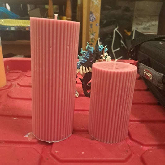 Pair of red designed piller candles  scented25