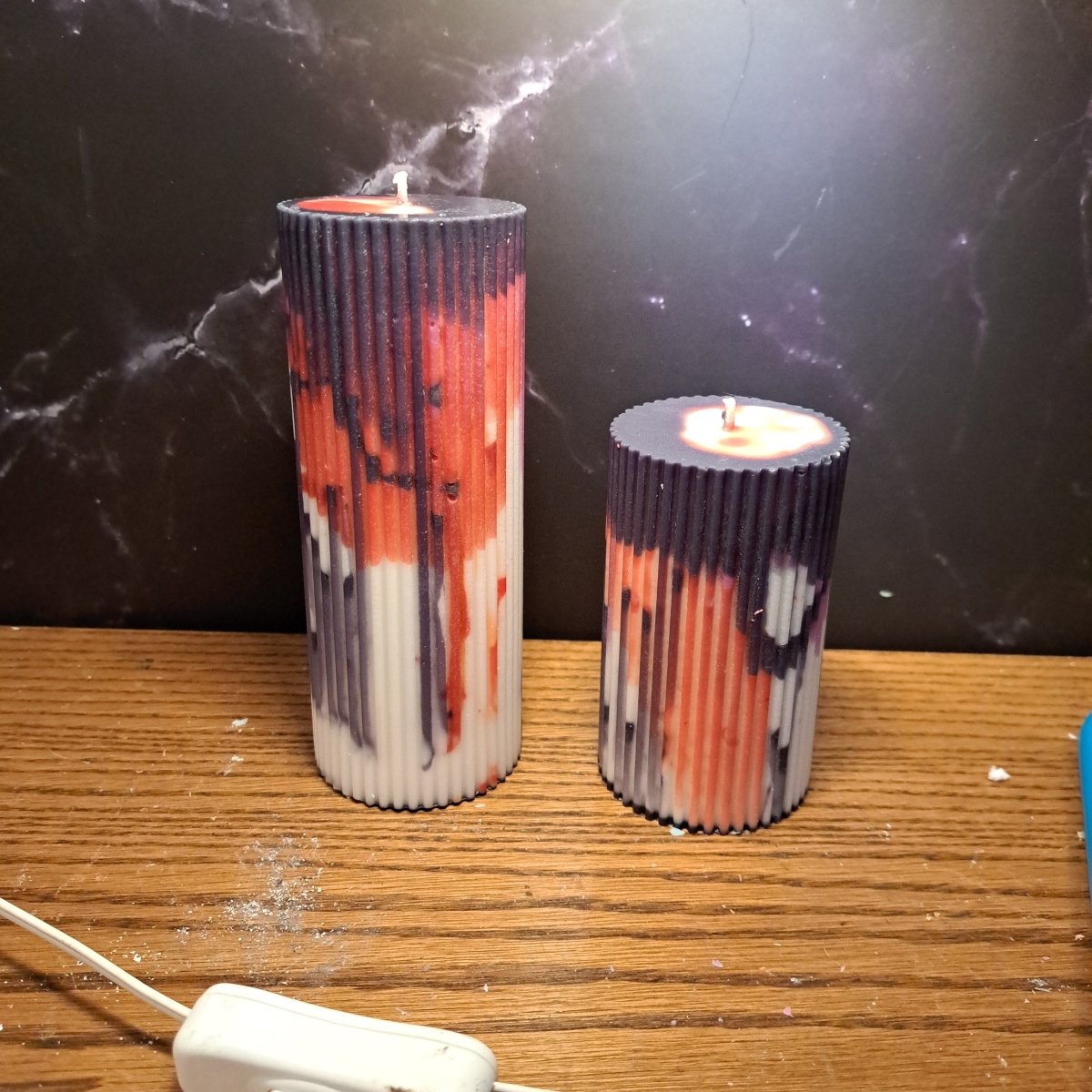 Pair of unique designed piller candles25