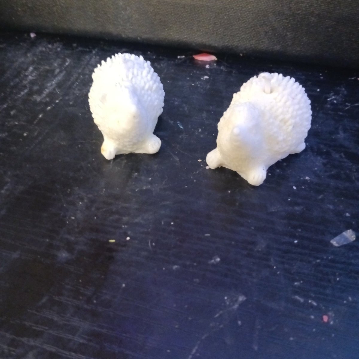 PAIR OF WHITE hedgehog scented candles6