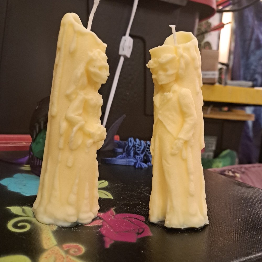 Pair of Yellow dead bride and groom scented candles17