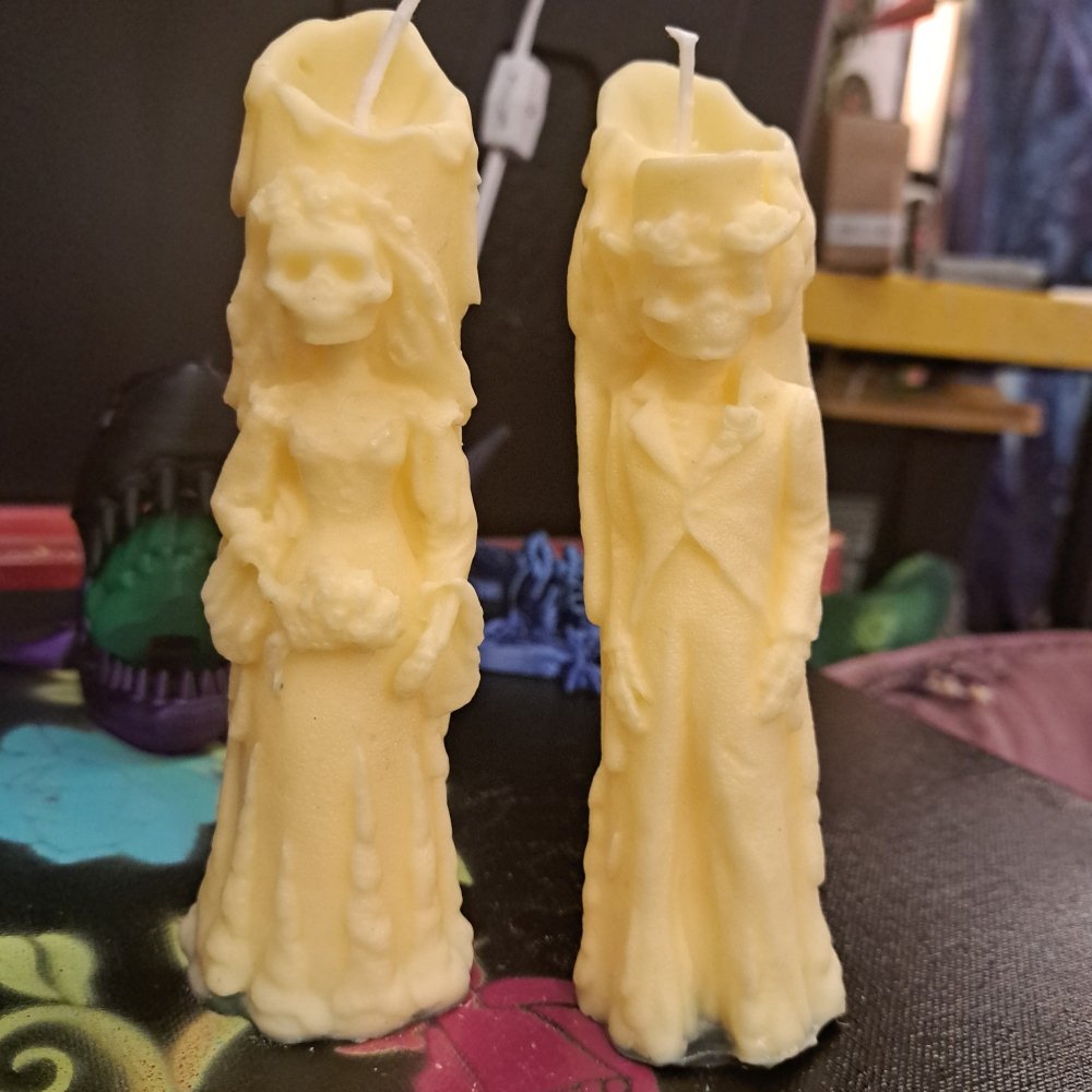 Pair of Yellow dead bride and groom scented candles17