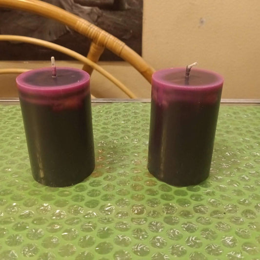 PINK AND BLACK small piller set of 2 scented candles8