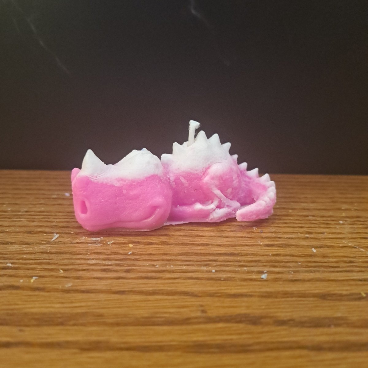 Pink and white sleeping dino scented candle5