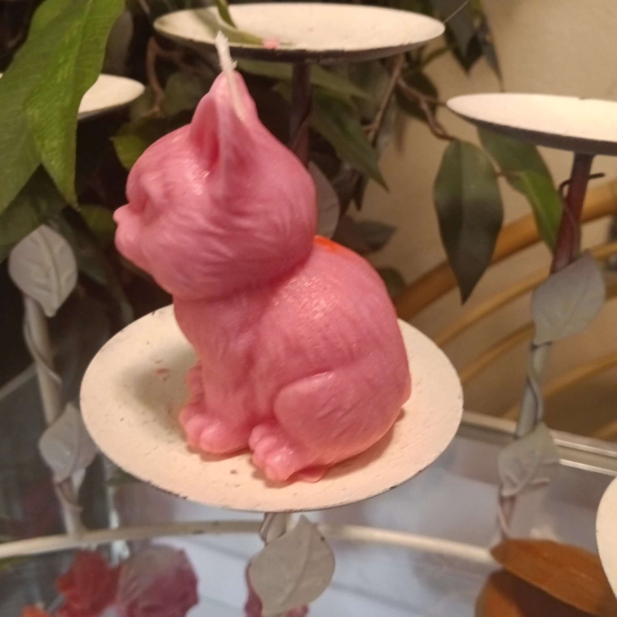 PINK sitting kitty scented candle7