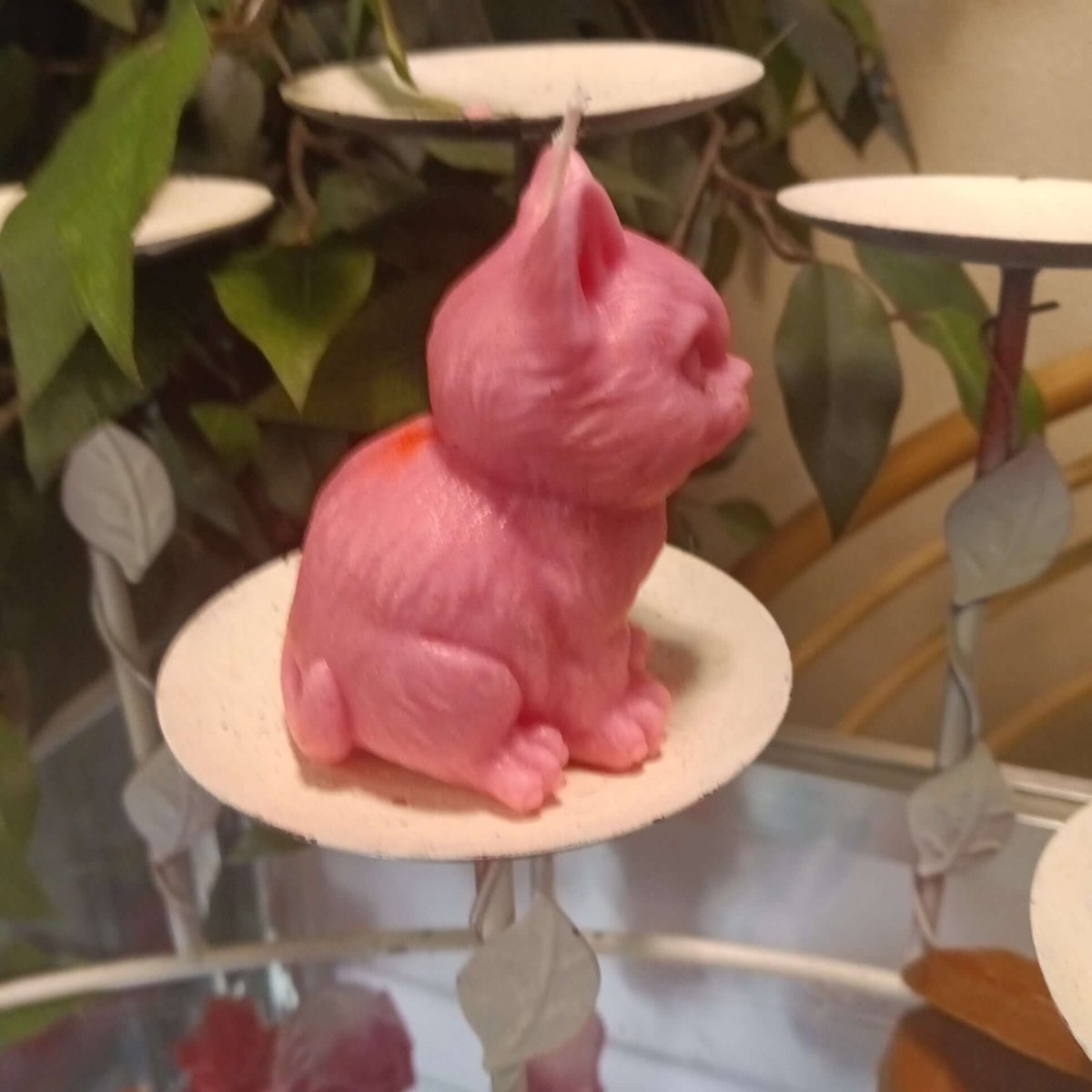 PINK sitting kitty scented candle7