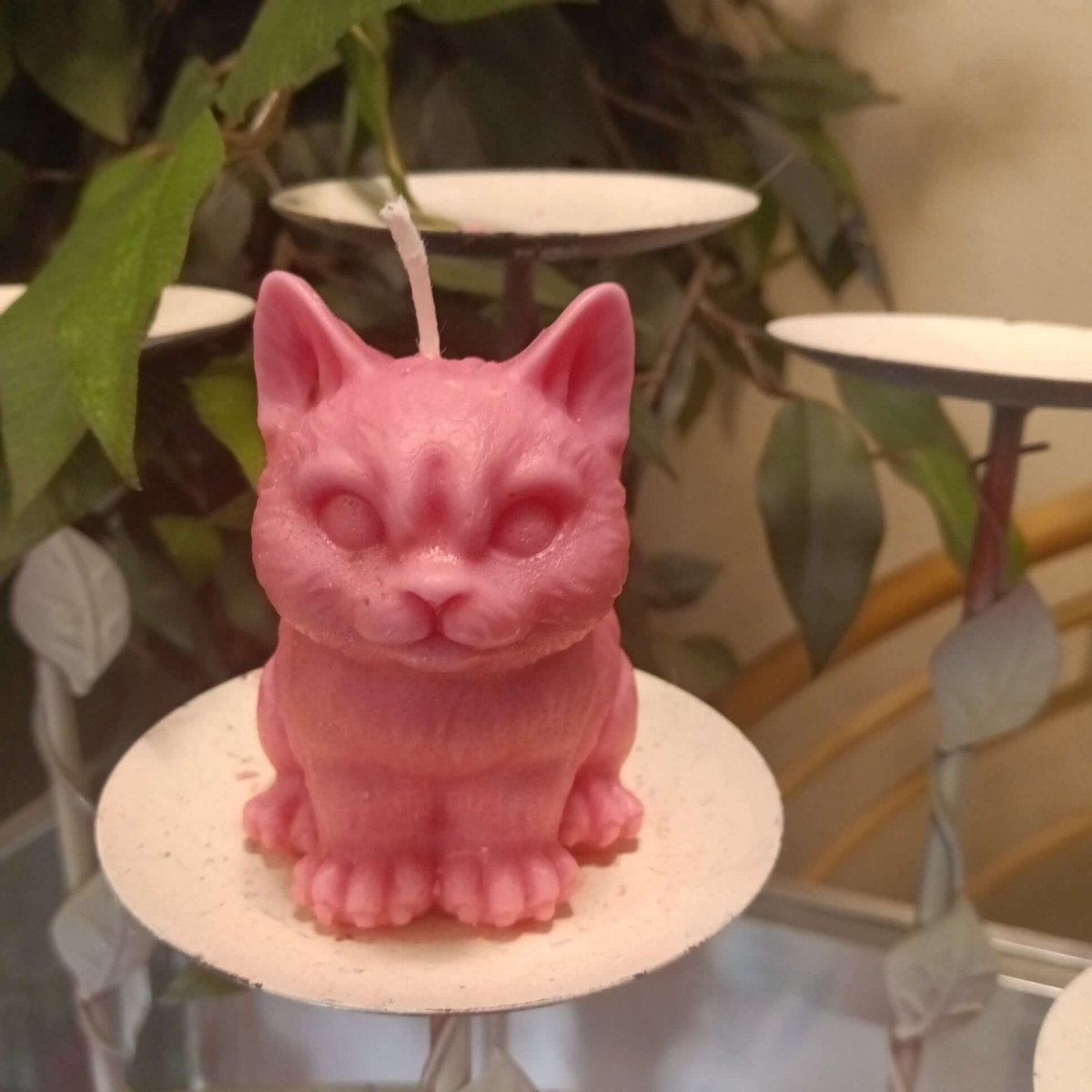 PINK sitting kitty scented candle7