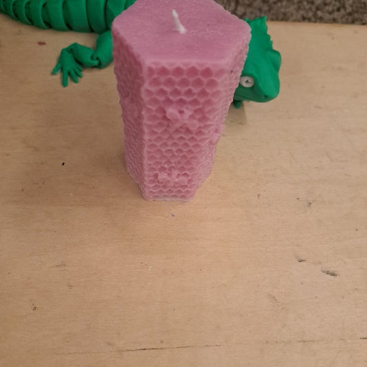 Pink unscented bee hive piller candle6